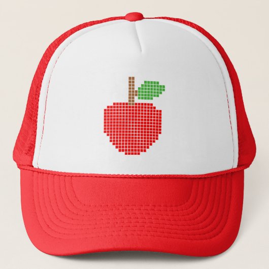 Gepixelde rode appel trucker pet (Voorkant)