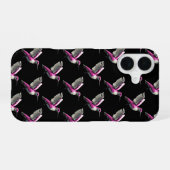 Gepixelde Roze Kolibrie iPhone 16 Hoesje (Achterkant horizontaal)