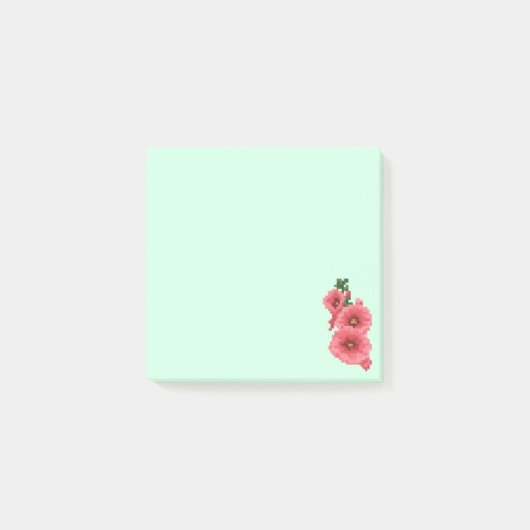 Gepixelde Roze Stokroos Bloem Post-it® Notes (Voorkant)