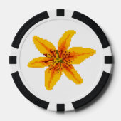 Gepixeliseerde gele lelie bloem poker chips (Voorkant)