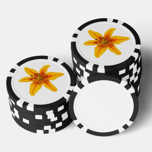 Gepixeliseerde gele lelie bloem poker chips (Opstapeling)