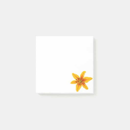 Gepixeliseerde gele lelie bloem post-it® notes (Voorkant)
