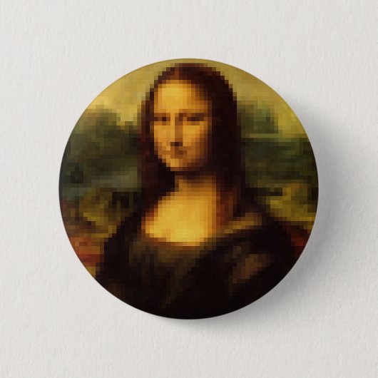 Gepixeliseerde Mona Lisa Ronde Button 5,7 Cm (Voorkant)