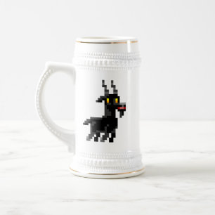 Gepixelleerde zwarte geitestein bierpul