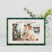 Geplaagd Foto Custom Tartan Christmas Feestdagenkaart (Staand voorkant)