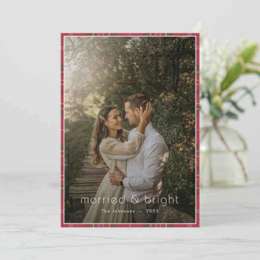 Geplaagd Kerstmis Getrouwd & Bright Rustic Boho Fo Feestdagenkaart (Staand voorkant)