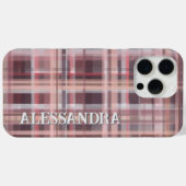 Geplaagd monogram blush roze bordeauxrode strepen Case-Mate iPhone case (Achterkant (horizontaal))