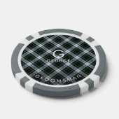 Geplaagd monogram Wit Groen Check Tartan Groomsman Poker Chips (Enkel)