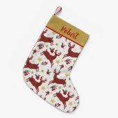 Geplaagd rendier gepersonaliseerde kerstkous kleine kerstsok (Voorkant (Hangend))