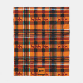 Geplaagd rendier, winterherfst kerstmonogram fleece deken