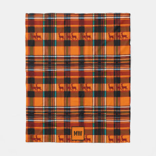 Geplaagd rendier, winterherfst kerstmonogram fleece deken