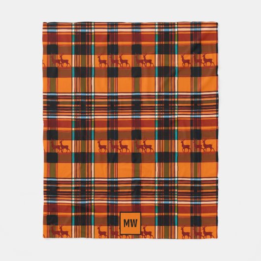 Geplaagd rendier, winterherfst kerstmonogram fleece deken (Voorkant)