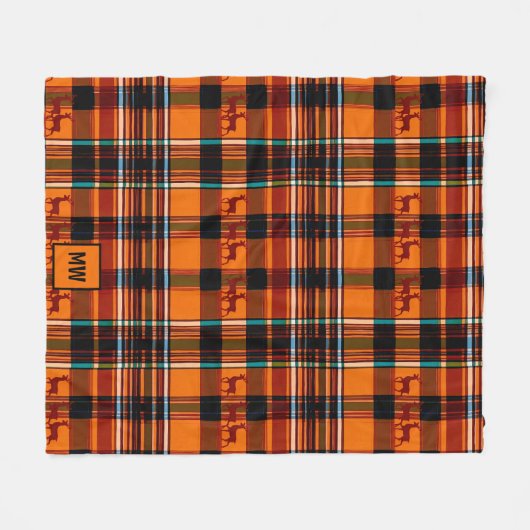 Geplaagd rendier, winterherfst kerstmonogram fleece deken (Voorkant (Horizontaal))