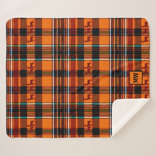 Geplaagd rendier, winterherfst kerstmonogram sherpa deken (Voorkant (horizontaal))