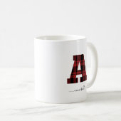 Geplaagd rood en zwart monogram letter "A" Koffiemok (Voorkant rechts)