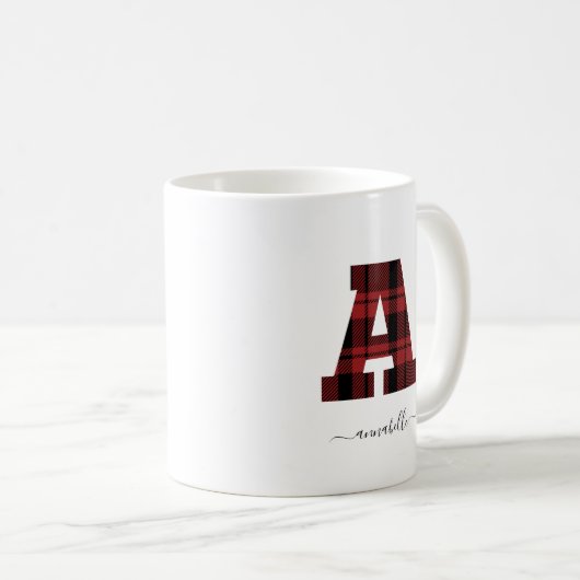 Geplaagd rood en zwart monogram letter "A" Koffiemok (Voorkant rechts)