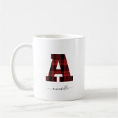Geplaagd rood en zwart monogram letter "A" Koffiemok (Links)