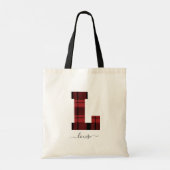 Geplaagd rood en zwart monogram letter "L" Tote Bag (Achterkant)