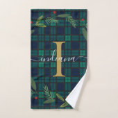 Geplaagd rustiek monogram krans tartan bad handdoek (Handdoek)