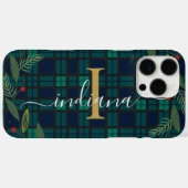 Geplaagd Rustiek Monogram Script Krans Tartan Case-Mate iPhone Case (Achterkant (horizontaal))