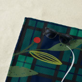 Geplaagd Rustiek Monogram Script Krans Tartan Strandlaken (In situ)