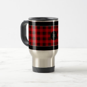Geplaagd / tartan patroon rood en zwart reisbeker