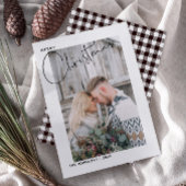 Geplaagd Vrolijk Kerstfeest Zwart & Wit Script Fot Feestdagenkaart