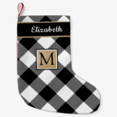 Geplaagd zwart-wit buffelcontrolemonogram kleine kerstsok (Voorkant)