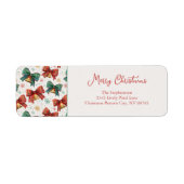 Geplaagde Bows Bells Retro Kerstmerken Etiket (Voorkant)