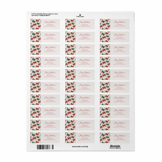 Geplaagde Bows Bells Retro Kerstmerken Etiket (Full Sheet)