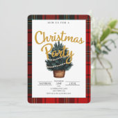 Geplaagde feestelijke kerstfeestuitnodiging (Staand voorkant)