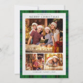 Geplaagde Moderne Kerstfoto's Tartan Rustic Feestdagenkaart (Voorkant)