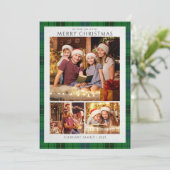 Geplaagde Moderne Kerstfoto's Tartan Rustic Feestdagenkaart (Staand voorkant)