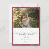 Geplaatst Modern Script Eerste getrouwde kerstfoto Feestdagenkaart (Achterkant)