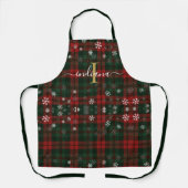 Geplaatst Monogram Script Snowflakes Tartan Custom Schort (Voorkant)