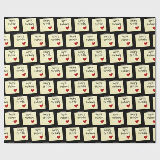 Geplaatst Post It Note met Red Birthday Heart Cadeaupapier (Vlak)