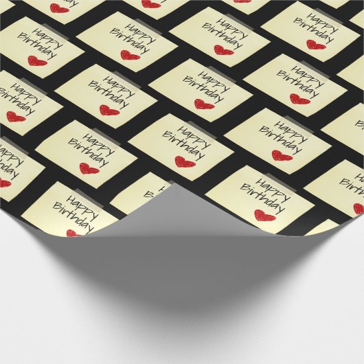 Geplaatst Post It Note met Red Birthday Heart Cadeaupapier (Hoek)