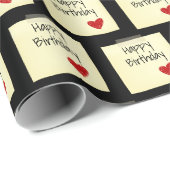 Geplaatst Post It Note met Red Birthday Heart Cadeaupapier (Rol Hoek)