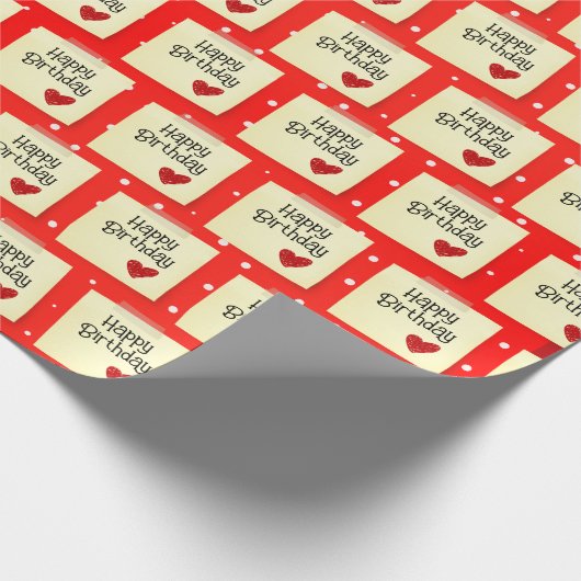 Geplaatst Post It With Heart On Polka Dots Cadeaupapier (Hoek)