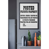 Geplaatst, privé eigendom poster