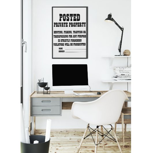 Geplaatst, privé eigendom poster