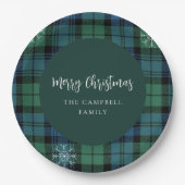 Geplaatst Script Rustic Custom Campbell Tartan Papieren Bordje (Voorkant)