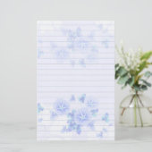 Geplaatst Stationery papier met  Blue Flowers (Staand voorkant)