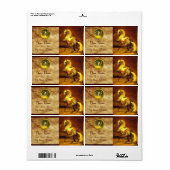 GEPLAATSTE DRUKZUUR MONOGRAM, bruin goudgeel Etiket (Full Sheet)