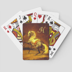 GEPLAATSTE GRAY HORSE Gold Gellow Brown Monogram Pokerkaarten