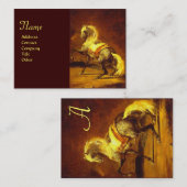 GEPLAATSTE GRAY HORSE Monogram Gold Metallic Paper Visitekaartje (Voorkant / Achterkant)