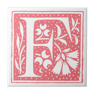 Geplaatste letter F Monogrammed Tiles Tegeltje