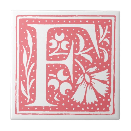 Geplaatste letter F Monogrammed Tiles Tegeltje (Voorkant)