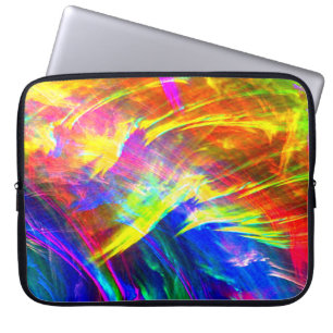 Geplaatste regenboog Abstracte kunst levendig kleu Laptop Sleeve