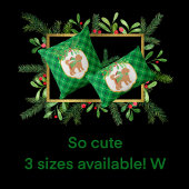 Geplaid Doodle Yellow Dog Gepersonaliseerde Kerst Theedoek